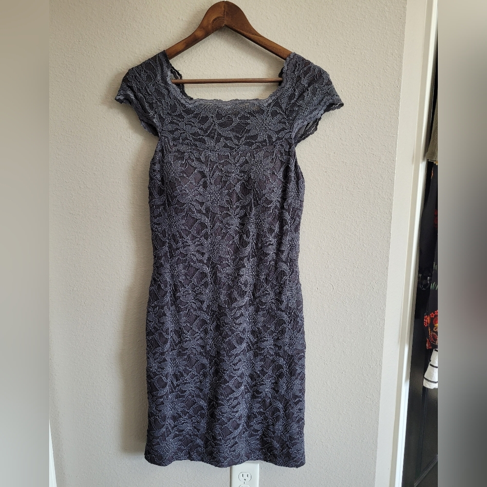 Night Way Collections Gray Lace Overlay Dress